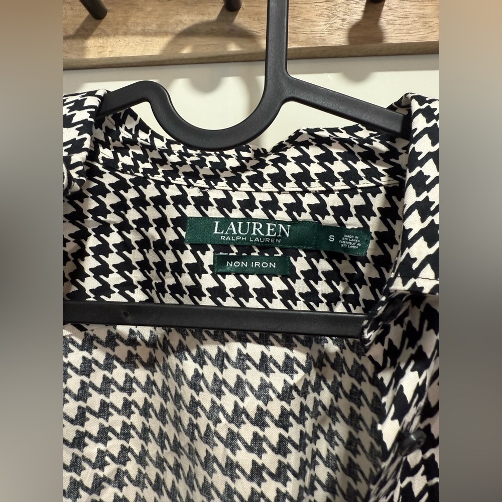 Ralph Lauren Black and White Houndstooth Blouse - Picture 2 of 5